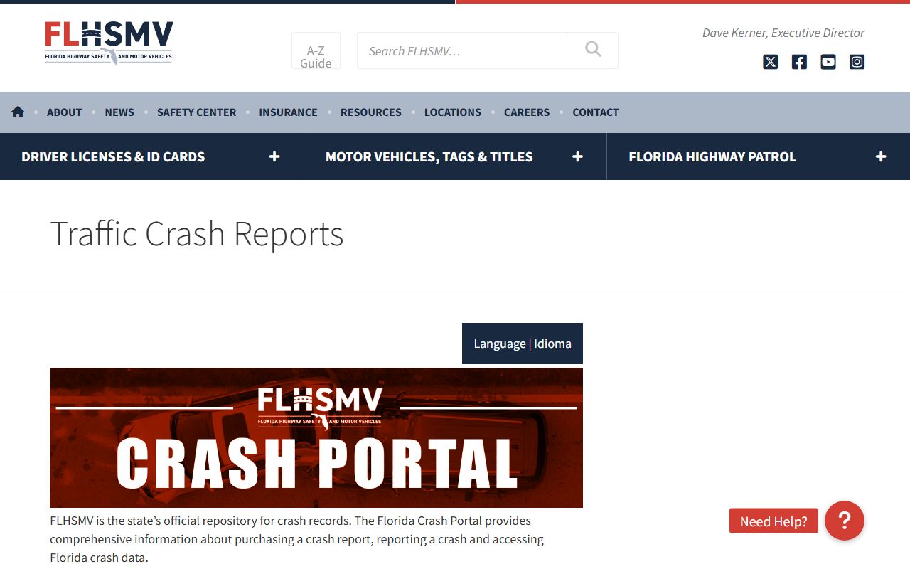 FLHSMV crash report access shown separate from Leon County traffic court records