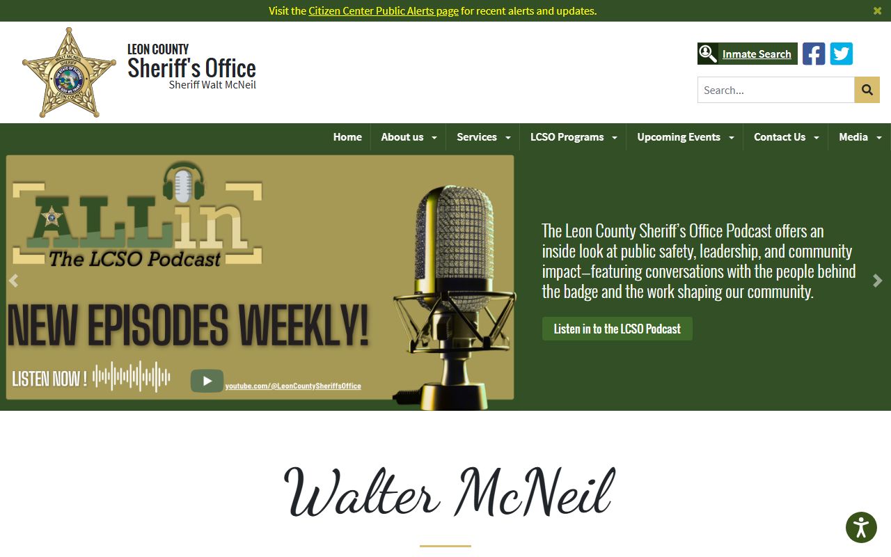 Leon County Sheriff's Office site, the source for Leon County warrants contact information