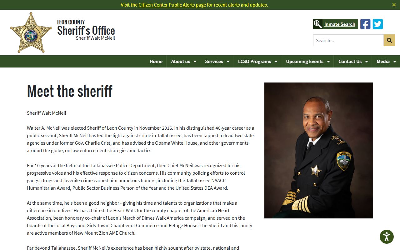 Leon County Sheriff Walt McNeil page tied to Leon County court records