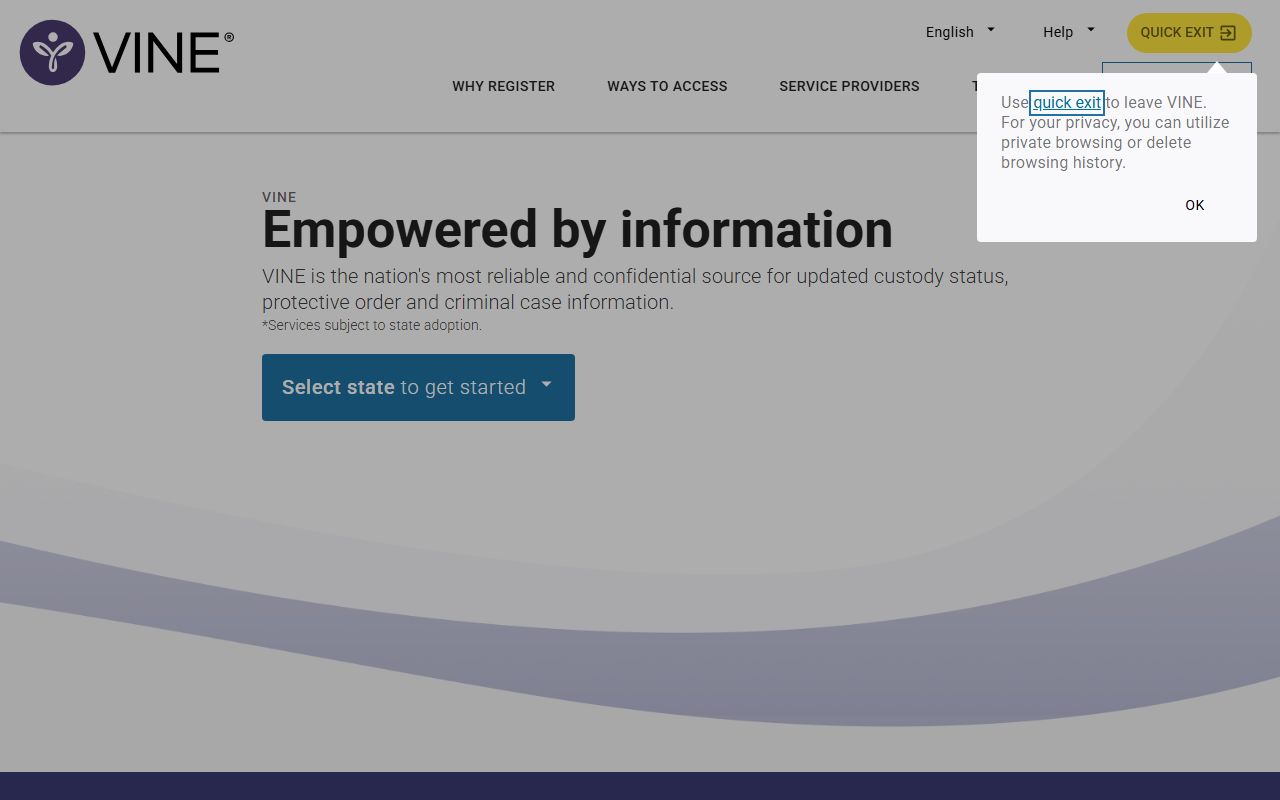 VINELink custody status and victim notification tool for Leon County released inmates